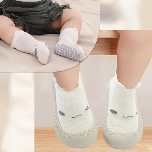 Vista 7 de 2 pares de zapatos antideslizantes estilo caroon para bebés, zapatos para niños y niñas, zapatos para caminar, zapatos de goma suave con pantuflas