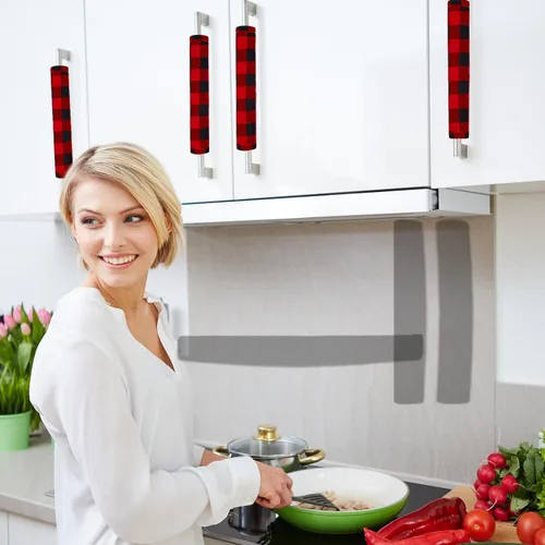 Vista 3 de Boao 6 piezas de cubiertas para manijas de puerta de refrigerador de Navidad, cubiertas gruesas de cuadros para gabinetes, cubiertas protectoras
