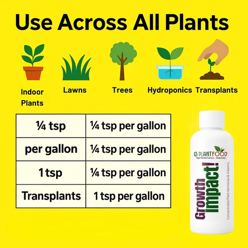 Vista 3 de Growth Impact - Solución vitamínica súper concentrada – GS Plant Foods Plant Liquid All Purpose Plant Nutrition Vitaminas y hormonas para todo tipo