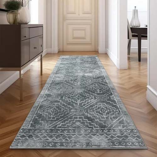Vista 33 de jinchan - Tapete de pasillo marroquí de 2 x 6 pies con líneas, bohemio, lavable, para cocina, suave, geométrico, de lana sintética, antideslizante