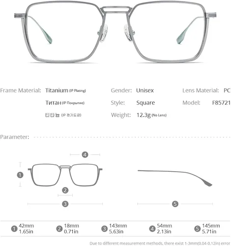 Vista 6 de FONEX Marco de lentes de titanio puro para hombre anteojos cuadrados de gran tamaño anteojos ópticos F85728