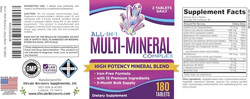 Vista 7 de Suplemento multimineral de 3 meses 15 en 1 (fórmula sin hierro) Complejo de minerales múltiples Suministro a granel de 90 días multiminerales