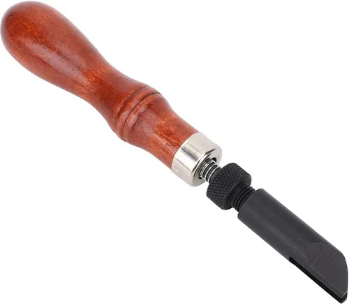 Vista 9 de GLOGLOW Herramienta de ranurado en forma de V de cuero, tipo Groover de procesamiento de cuero tipo V mango de madera para artesanía de cuero