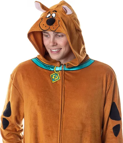 Vista 2 de INTIMO Scooby-Doo - Disfraz de pijama con capucha para hombre, Marrón