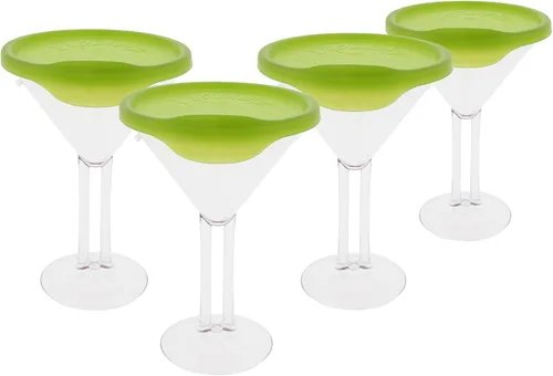 Vista 9 de LipLidz - Vasos de Martini reutilizables, paquete de 4, vasos de plástico sin BPA de doble tallo de 10 onzas con tapa, hechas en Estados Unidos
