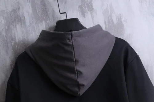 Vista 9 de GURUNVANI Sudadera con capucha de color de contraste para hombre Sudaderas con capucha de patchwork