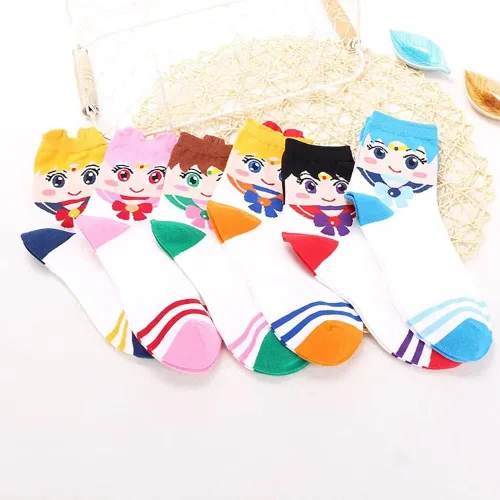 Vista 3 de DAANAH Calcetines divertidos de anime para mujer, diseño de luna y gato