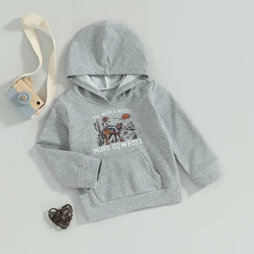 Vista 3 de Sudadera con capucha para niños y bebés, The World Needs More Cowboys
