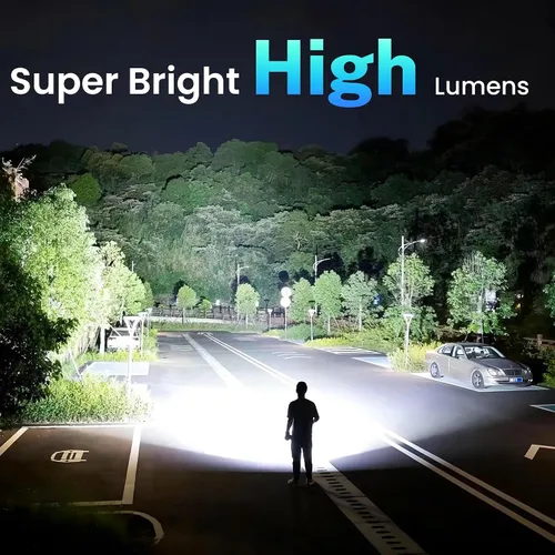 Vista 3 de Linternas Recargables 990,000 Lúmenes Altos, Luz Flash Súper Brillante de Largo Alcance 5000ft, 4 Modos con LED Rojo Intermitente Linterna Táctica