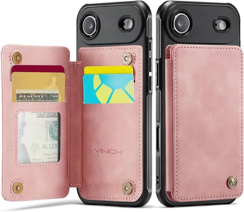Vista 16 de Vinich for iPhone XR Wallet Case with Card Holder, Black RFID Blocking Credit Slots, Kickstand, Shockproof Flip Phone Cover, PU Leather, Double
