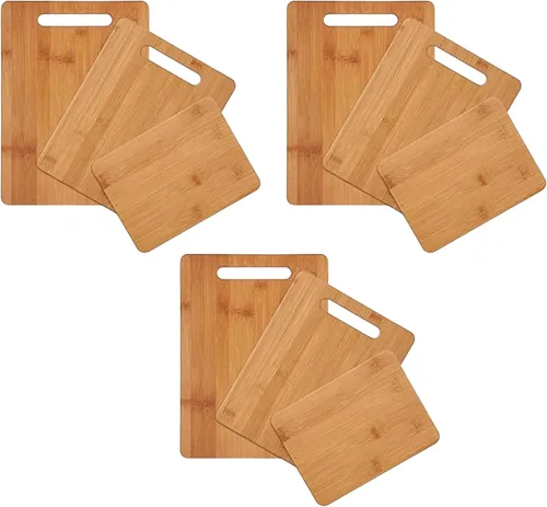 Vista 8 de Farberware Juego de tablas de cortar de madera de 3 piezas, tablas de cortar reversibles para preparación y servir comidas, tablas de charcutería