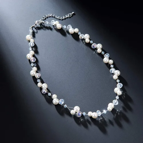 Vista 2 de Collar corto de turquesa con cuentas para mujer, joyería de moda con perlas y cuentas de cristal, regalos de cumpleaños para mujer