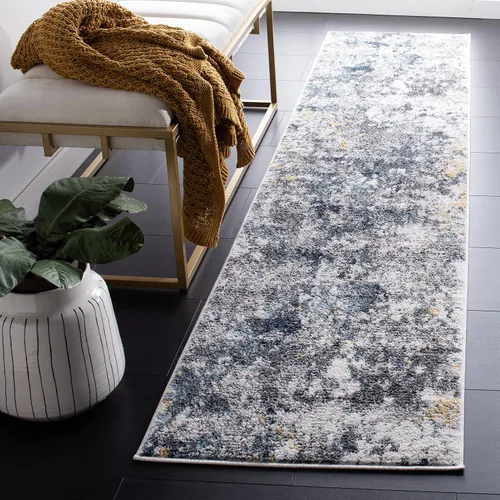 Vista 2 de SAFAVIEH Colección Toscana - Alfombra de área de 9 x 12 pies, marfil y gris oscuro, diseño abstracto moderno, no desprende pelusa y de fácil