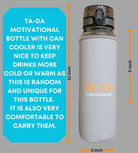 Vista 2 de TA-DA Botella motivacional con enfriador de latas. 32 onzas te dice cuánto debes y bebiste Con enfriador de latas es más cálido, más frío y cómodo