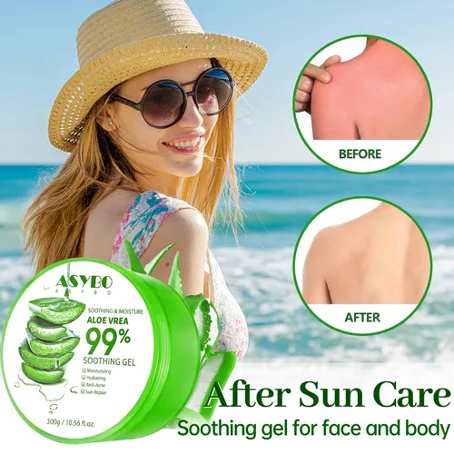 Vista 6 de Gel de aloe vera natural de 10.1 fl oz - Crema hidratante orgánica, calmante e hidratante, reparación de quemaduras solares y cicatrices, cuidado