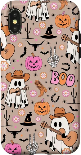 Vista 5 de Funda retro occidental para iPhone 11 Pro Max Fantasma Fantasma Vaquero de Halloween