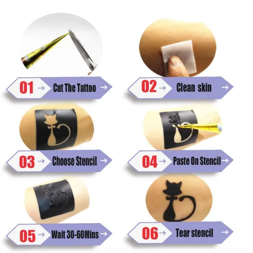 Vista 3 de Kit de tatuajes temporales, 4 conos de pasta de tatuaje semipermanentes, pintura artística de cuerpo indio para mujeres, hombres y adolescentes
