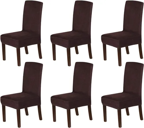Vista 10 de Fundas elásticas de terciopelo para sillas de comedor, suaves, extraíbles y de comedor, color negro, 2