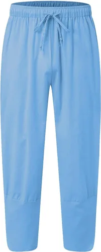 Vista 2 de GIERIDUC Pantalones de algodón y lino para hombre, pantalones deportivos para hombre, parte inferior abierta con bolsillos, pantalones de vestir