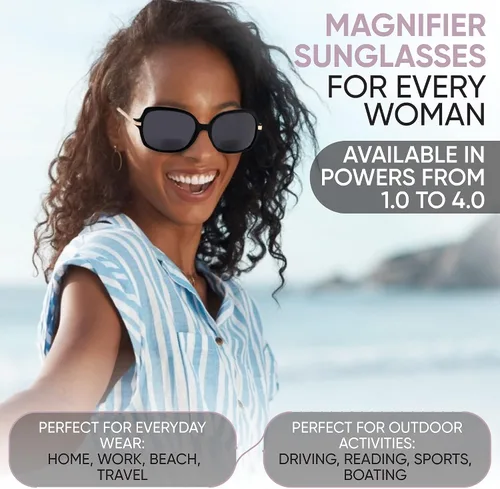 Vista 4 de Yogo Vision Bifocal Reading Sunglasses for Women UV400 Sun Protection Outdoor Stylish Square Frame Reader Eyewear
