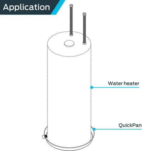 Vista 6 de Holdrite QP-22 Calentador de agua de aluminio QuickPan con accesorio de drenaje de PVC de 1 pulgada, diámetro de 22 pulgadas