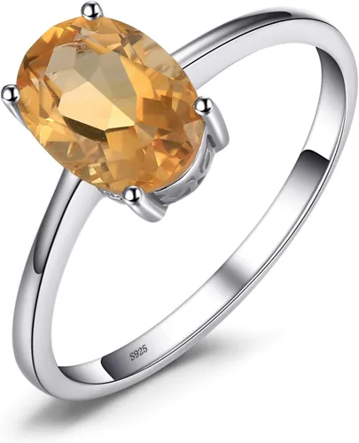 Vista 9 de JewelryPalace Anillos de compromiso solitarios de plata de ley 925 chapados en oro de 14 quilates con piedra natal de topacio azul citrino y piedras