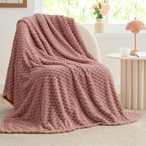 Vista 197 de BEDELITE Manta de forro polar para sofá y cama, manta decorativa de jacquard 3D de almendra, súper suave y acogedora, manta mullida cálida adecuada