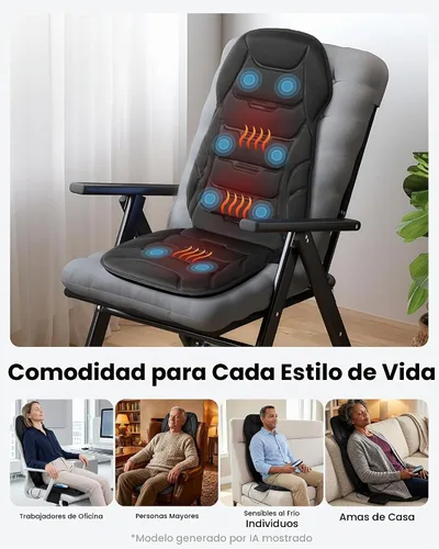 Vista 4 de COMFIER Masajeador de espalda con calor, almohadilla de silla de masaje