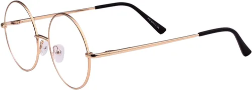 Vista 3 de Agstum Marco de gafas retro redondo de metal sin receta con lente transparente de resorte