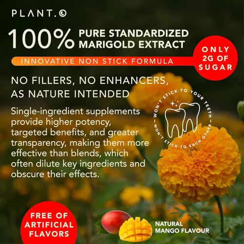 Vista 3 de PLANT.O NUTRITION Gomitas de luteína y zeaxantina – Deliciosas vitaminas veganas para la salud ocular clínicamente estudiadas 20 mg de luteína