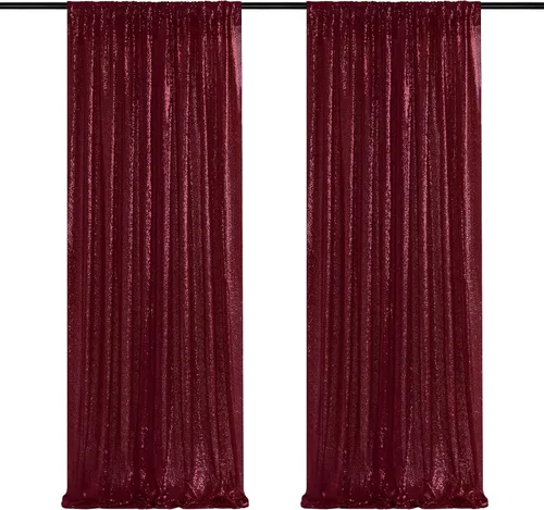 Vista 82 de Cortinas de fondo de lentejuelas con purpurina azul bebé, 2 piezas de 2 x 8 pies, telón de fondo de fiesta de baby shower para niños, hermosas