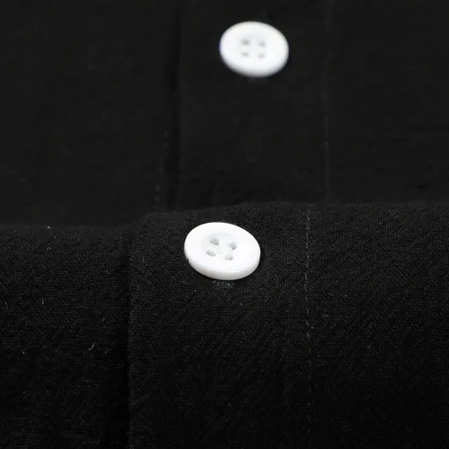 Vista 5 de Camisa de lino de algodón para hombre, manga larga con botones, cuello alto con bandas para playa y verano