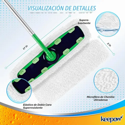 Vista 3 de KEEPOW Recambios húmedos reutilizables XL compatibles con Swiffer Sweeper