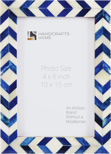 Vista 16 de Handicrafts Home Marco de fotos de mosaico chevron – Marco de fotos hecho a mano con incrustaciones de hueso de 4 por 6 para decoración de mesa