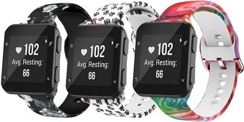 Vista 8 de Correa de reloj compatible con Garmin Forerunner 35, correa de repuesto de silicona con patrón de moda para hombre y mujer