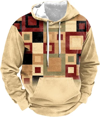 Vista 3 de WENKOMG1 Sudaderas con capucha para hombre, de manga larga, con estampado artístico, para invierno, otoño, con bolsillo