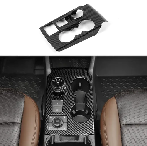 Vista 10 de Linskip Panel de Decoración de Cambio de Marchas Compatible con Ford Bronco Sport 2021 2022 2023 2024 2025, Cubierta Decorativa del Portavasos