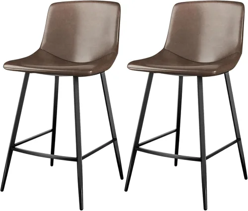 Vista 17 de 5Rcom Juego de 2 taburetes de bar de altura de mostrador de 600 libras, taburetes de cocina de 24 pulgadas con respaldo, sillas de bar modernas