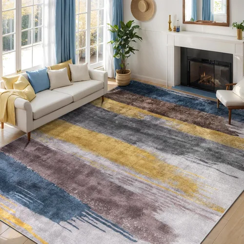 Vista 10 de Ciicool Alfombra moderna abstracta de 2 x 3 pulgadas, lavable, pequeña, antideslizante, de pelo bajo, alfombra de entrada plegable para cocina