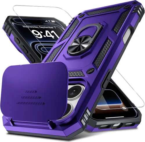 Vista 23 de Janmitta Funda para iPhone 8 Plus/7 Plus/6 Plus, Cubierta de Teléfono con Cubierta Deslizante Integrada para Lente de Cámara + Protector