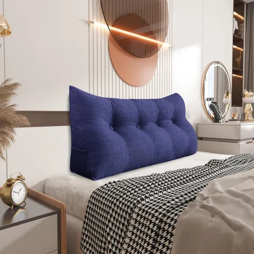 Vista 24 de Almohada pequeña de cuña para cabecero, almohada de lectura para sentarse en la cama, respaldo de adulto, almohada triangular de refuerzo para sofá