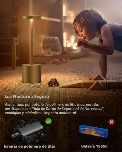Vista 7 de Pack de 2 lámparas de mesa inalámbricas, lámpara de escritorio recargable con batería LED de 5000 mAh, metálica, USB, portátil, lámpara de mesa