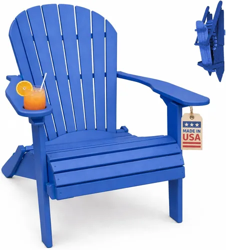 Vista 14 de POLY LUMBER – Silla plegable Adirondack con asiento enrollado Heavy Duty EVERLASTING Lifetime PolyTuf HDPE - HECHO EN EE. UU. - AMISH CRAFTED., Azul
