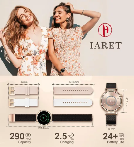 Vista 7 de Reloj inteligente para mujer con llamada Bluetooth, reloj de fitness de 1.27 pulgadas, contador de pasos, monitor de sueño de frecuencia cardíaca