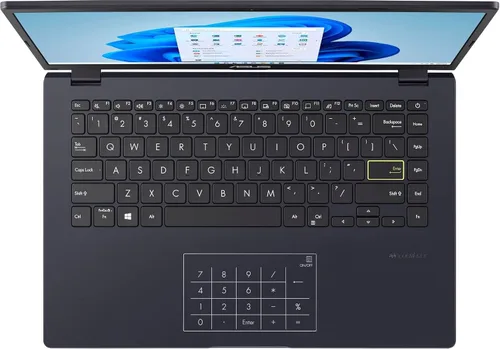Vista 2 de ASUS Computadora portátil E410MA de 14 pulgadas, procesador Intel Celeron N4020 de 1.1 GHz; RAM integrada DDR4 de 4 GB; almacenamiento eMMC de 64