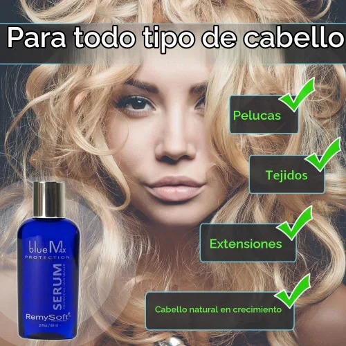 Vista 5 de RemySoft BlueMax - Suero protector de silicona, seguro para extensiones de cabello, tejidos y pelucas, suero de fórmula de salón de 2 onzas