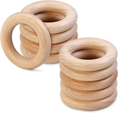 Vista 24 de FoDau770 5 anillos de madera de haya natural, anillos de madera maciza sin terminar, círculos de madera resistente, círculos de macramé