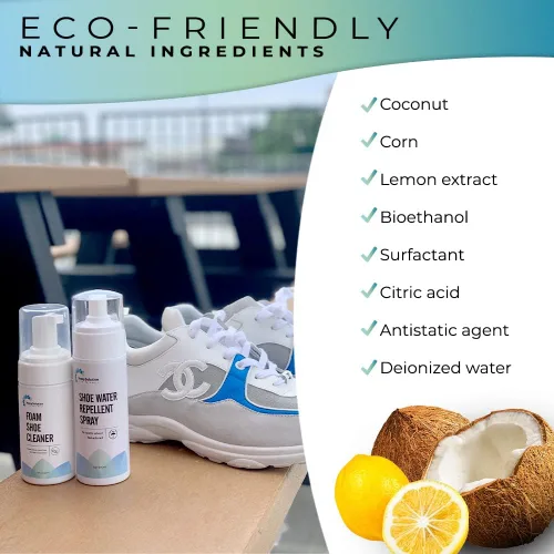 Vista 4 de EZSolution - Kit de limpieza de zapatos, solución de limpieza de espuma 2 en 1 y protector repelente de manchas para zapatos de gamuza, nubuck
