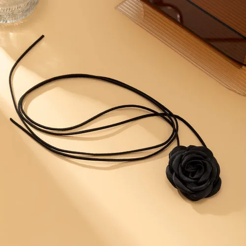 Vista 5 de Idutey Gargantilla de flores de terciopelo, collar de rosas grandes, gargantilla floral, diseño exquisito para discotecas, fiestas y uso diario