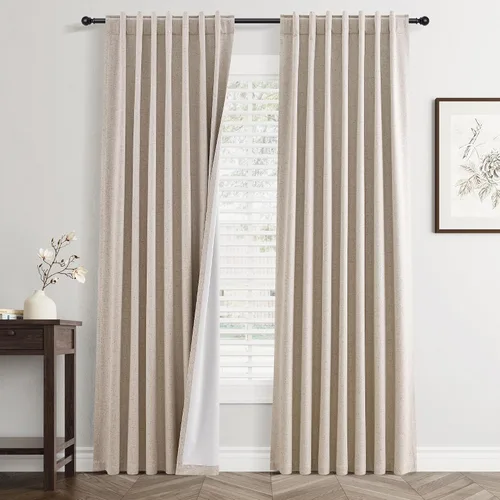 Vista 44 de Jowels - Cortinas opacas con pestaña trasera color beige cálido de 84 pulgadas de largo, 2 paneles para sala de estar y dormitorio, color beige
